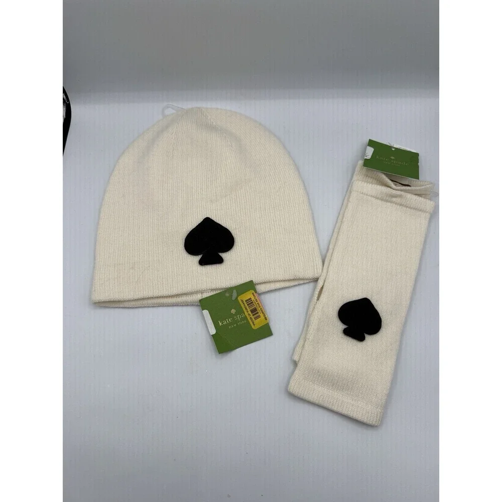 IVORY Kate Spade New York Fingerless Gloves/Arm Warmer &‎ MATCHING BEANIE HAT!